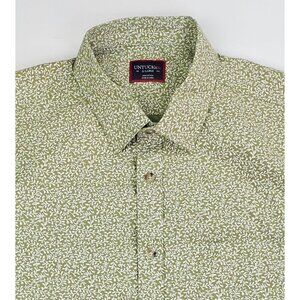 Untuckit Size XL Men Sage White Floral Short Sleeve Logo Tag Cotton Pocket Shirt